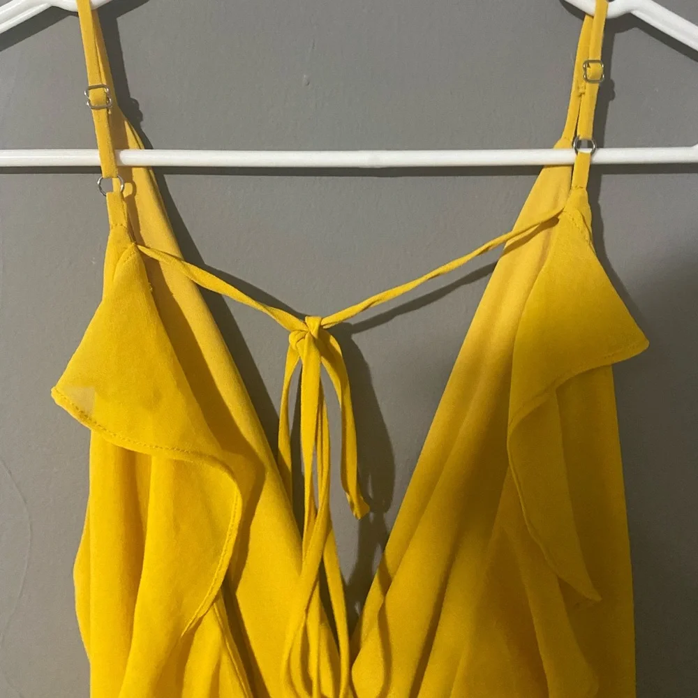 Lulu’s Hot Like Fire Golden Yellow Spaghetti Strap Backless Dress - Picture 7 of 8